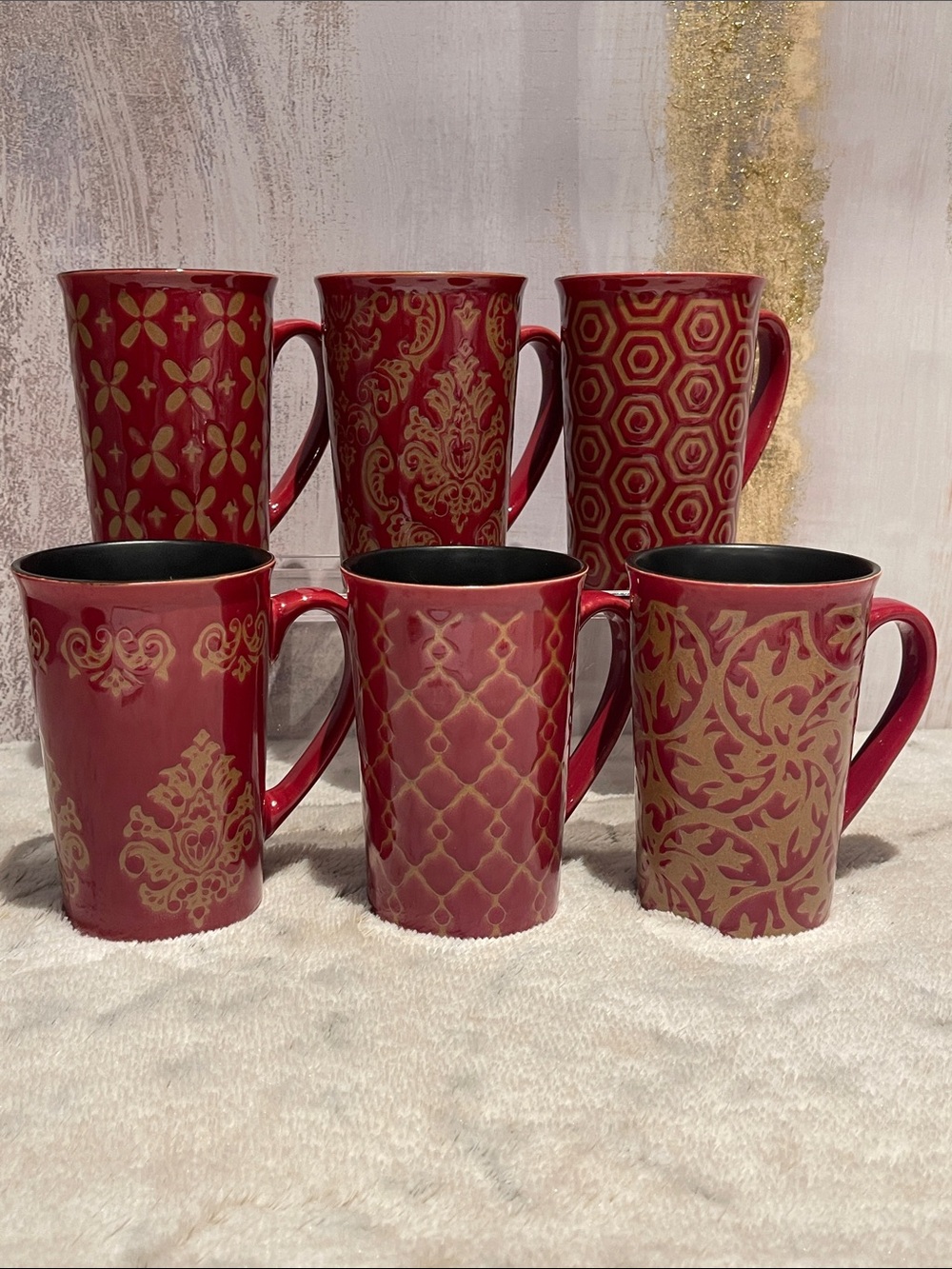 MIKASA - Gourmet Basics - Vintage Red - Ceramic Mugs - Set of 6